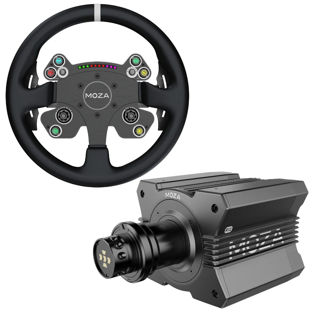 moza wheel with fanatec pedals Moza R12 Bundle + CS V2P Steering Wheel Racing Wheel