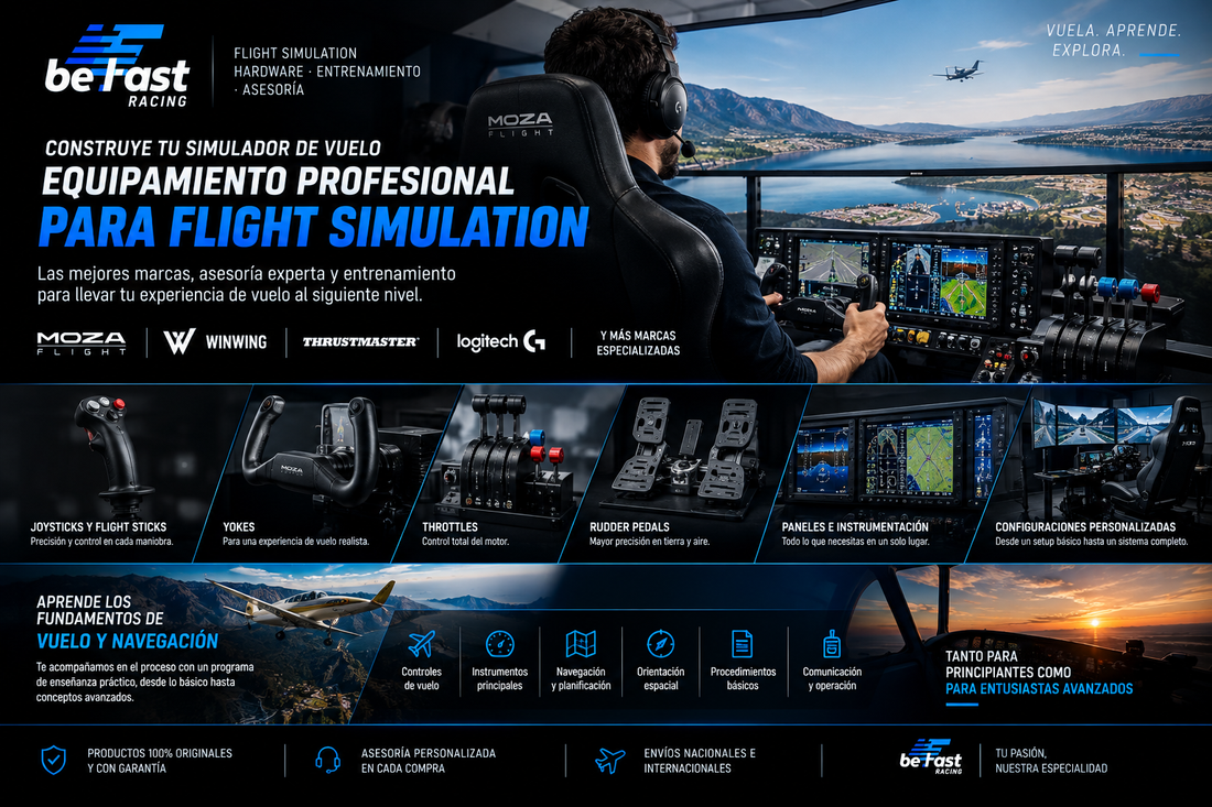 Flight Simulation en México: Equipamiento Profesional y Entrenamiento para Simuladores de Vuelo | Be Fast Racing