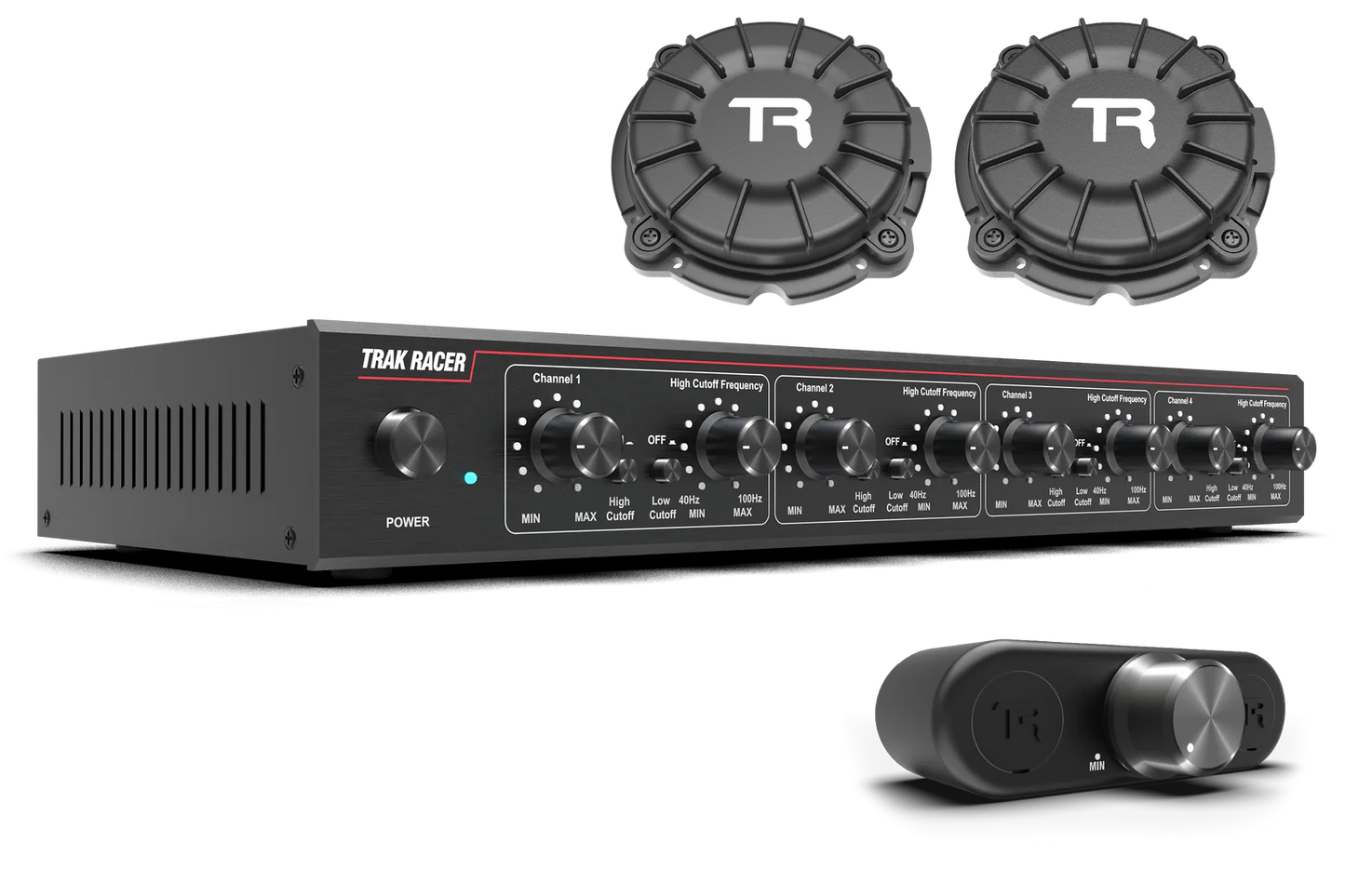 Trak Racer 4CH 40W Low-Frequency Class-D Amplifier with 2 Bass Shakers and Rig Mounts